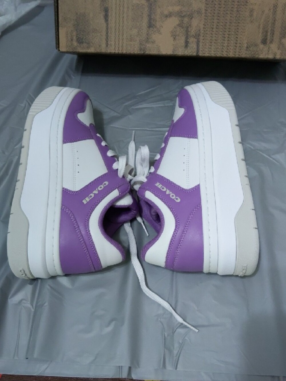Coach White and Purple Platform Sneakers - Picture 4 of 12